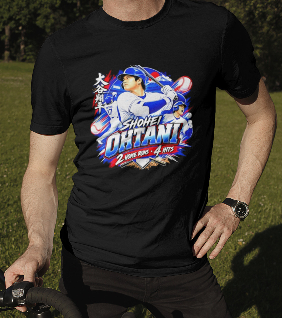 Shohei Ohtani 2 Home Runs 4 Hits Baseball Los Angeles 17 Player T-Shirt