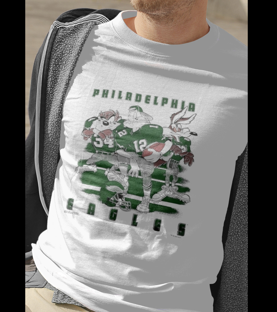 Philadelphia Eagles Taz Bugs Bunny Wile E Coyote Football Team Collaboration T-Shirt