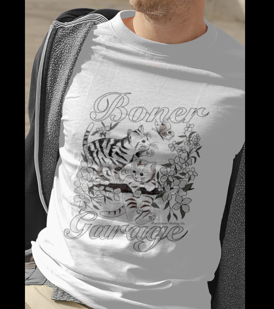 Boner Garage Cats And Flowers Teen Hearts Clothing Co T-Shirt