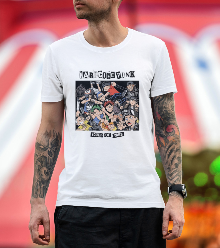 Hardcore Punk Youth Of Mks Vintage Cartoon Style Crowd Scene T-Shirt