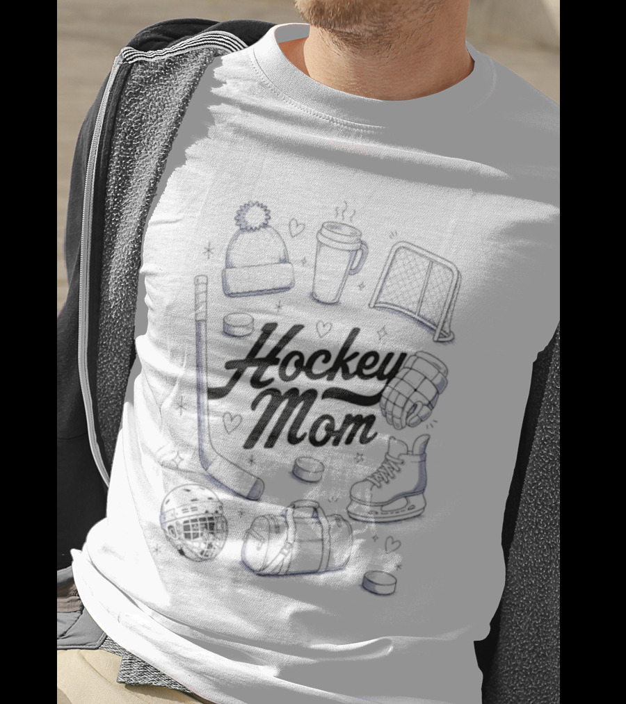 Hockey Mom 2026 Essentials Ice Skates Coffee Beanie Gear T-Shirt