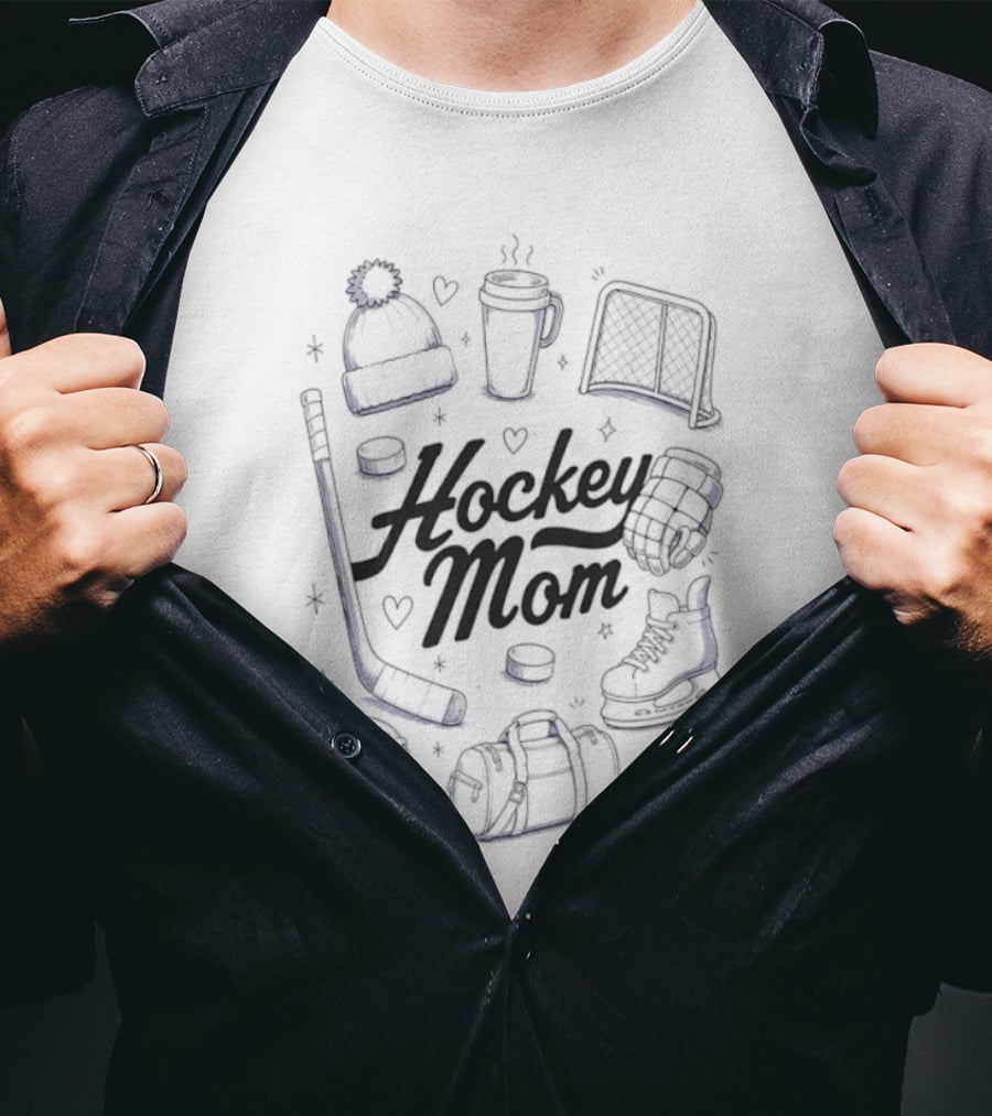 Hockey Mom 2026 Essentials Ice Skates Coffee Beanie Gear T-Shirt