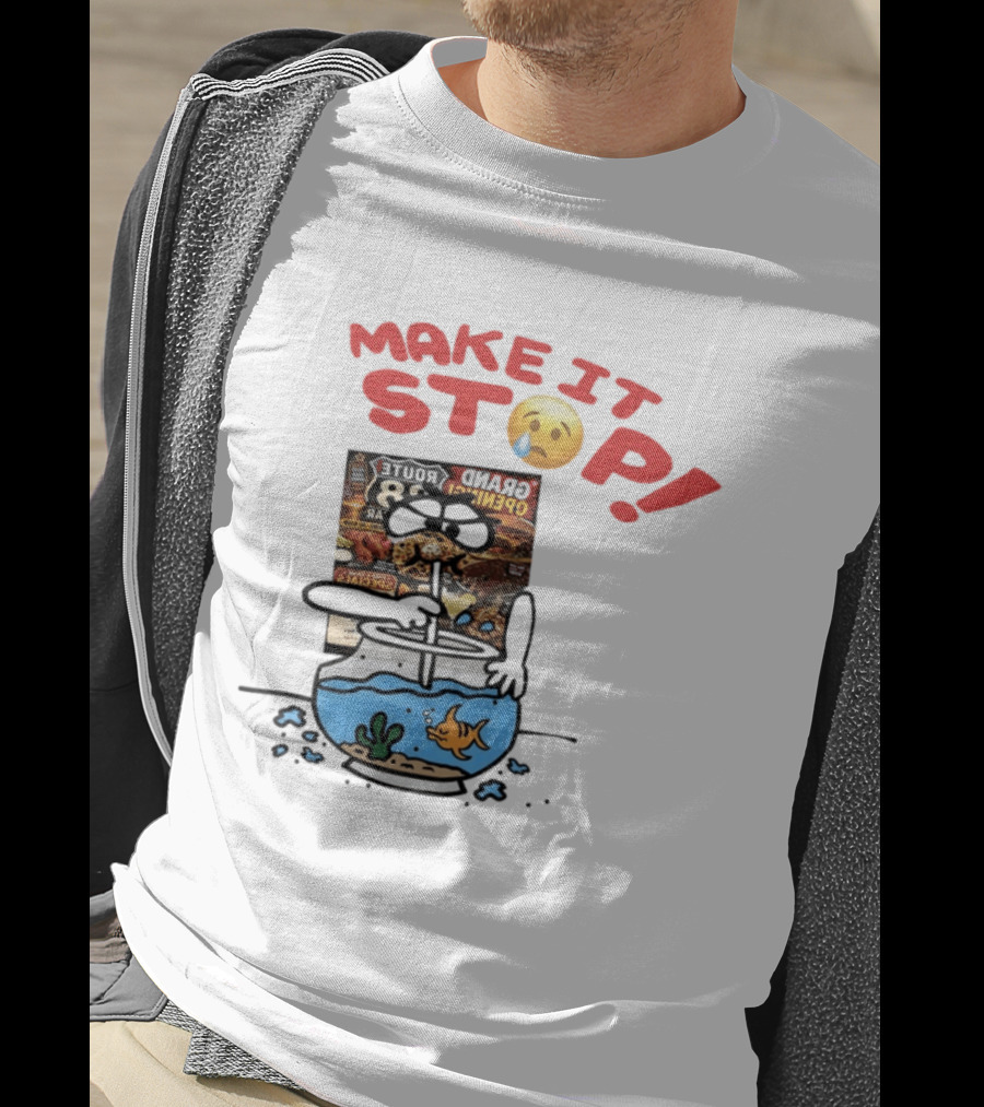 Make It Stop Route 88 Grand Opening Specials Crying Emoji Fish Bowl T-Shirt