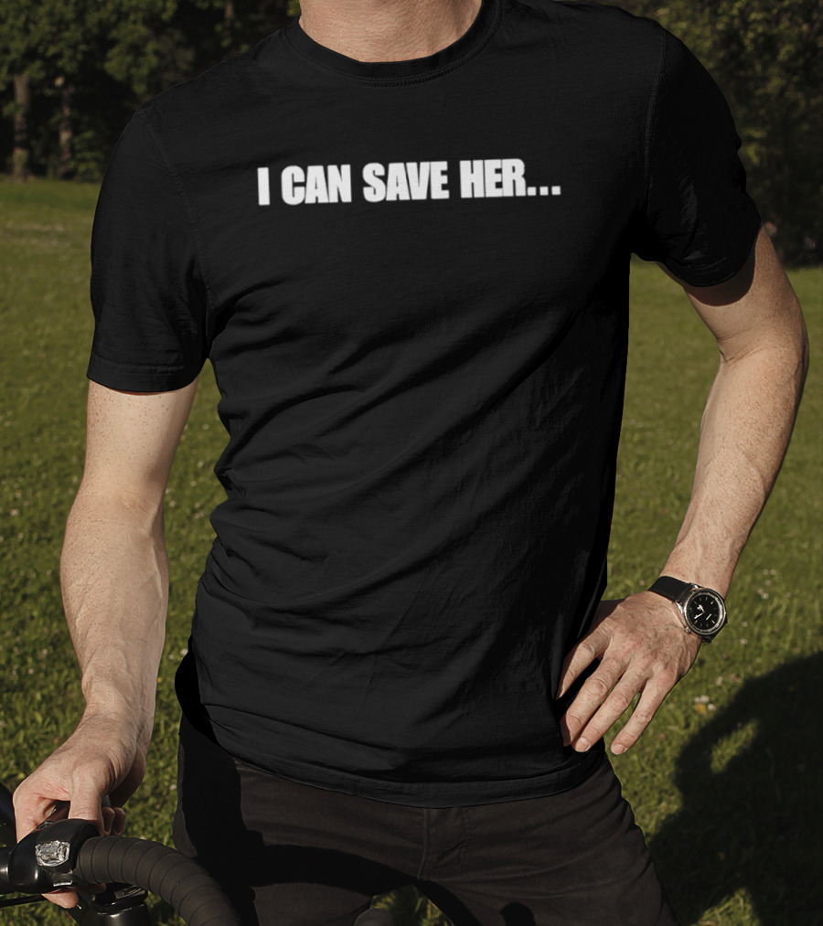I Can Save Her White Bold Text Statement With Dots T-Shirt