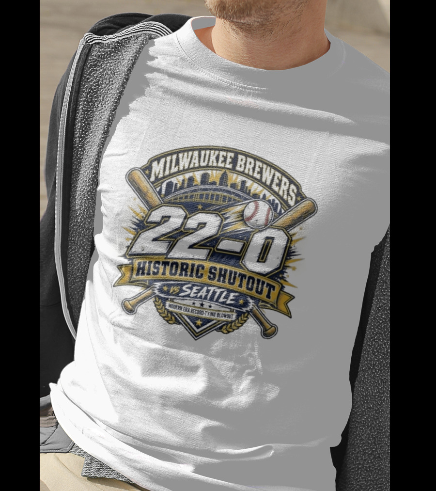 Milwaukee Brewers 22 0 Historic Shutout Vs Seattle Modern Era Record Tying Blowout T-Shirt