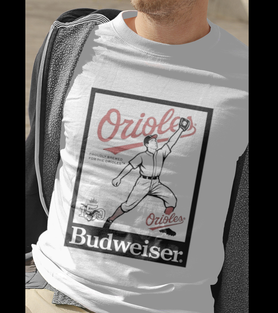 Budweiser 150 Years Orioles Baseball Vintage Player With Ball T-Shirt