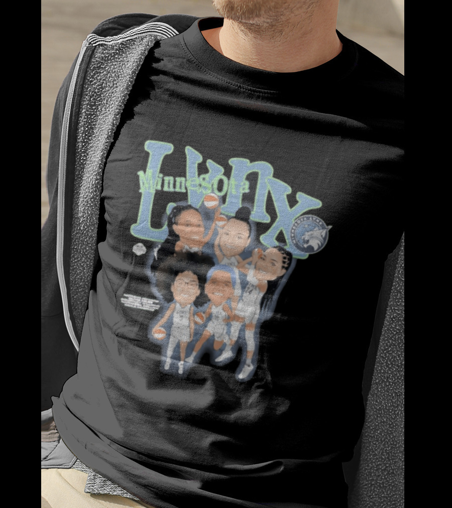 Minnesota Lynx Big 5 WNBA Basketball Caricature Team Spirit T-Shirt
