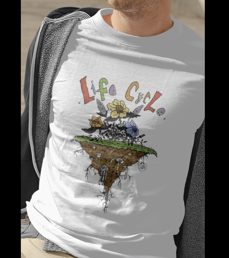 Life Cycle Floating Island With Colorful Flowers T-Shirt