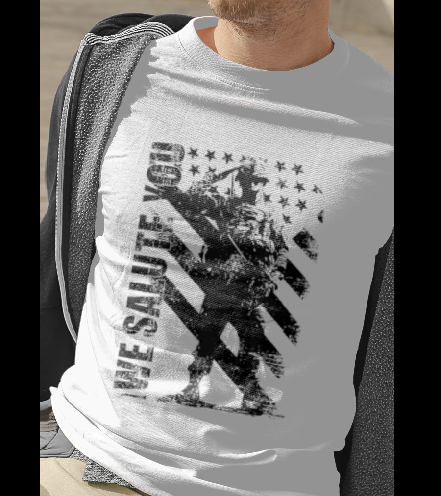 We Salute You Soldier American Flag Military Stars Stripes T-Shirt