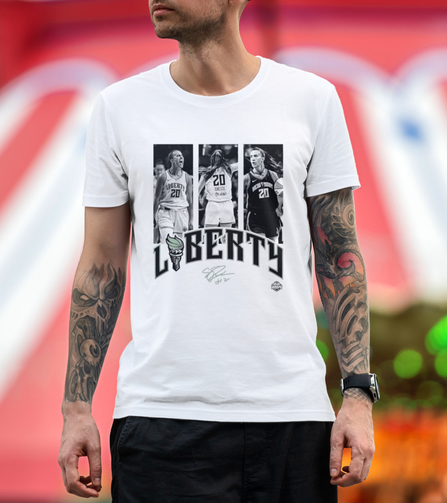Sabrina Ionescu Liberty WNBA Player Collage Signature T-Shirt