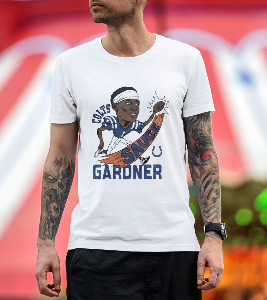 Colts Sauce Gardner Indianapolis Football Player Caricature T-Shirt