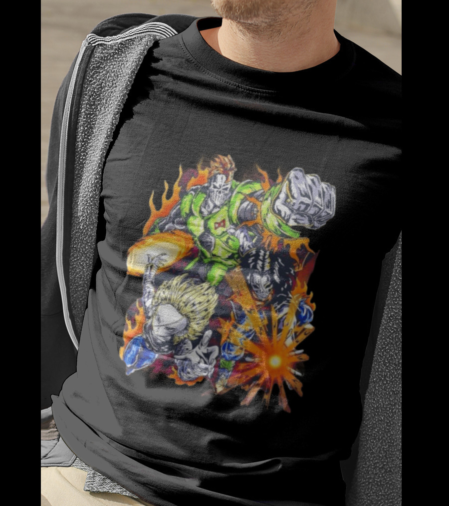 Dragon Ball Z Vintage Style Android 16 17 18 Fiery Action Scene Bootleg T-Shirt