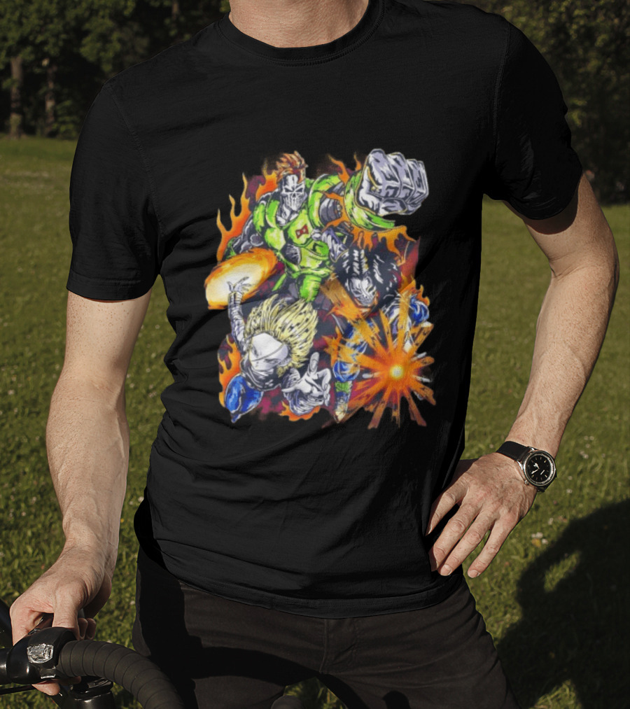Dragon Ball Z Vintage Style Android 16 17 18 Fiery Action Scene Bootleg T-Shirt