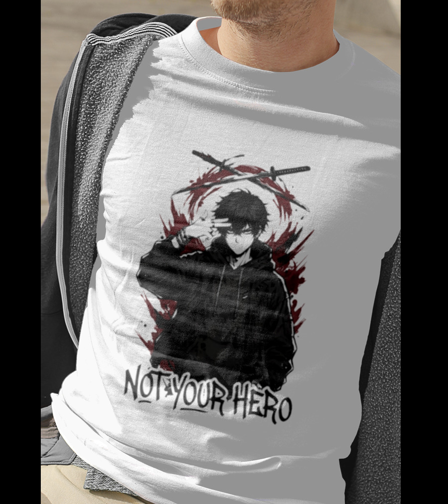 Not Your Hero Hooded Anime Boy With Katanas Manga T-Shirt