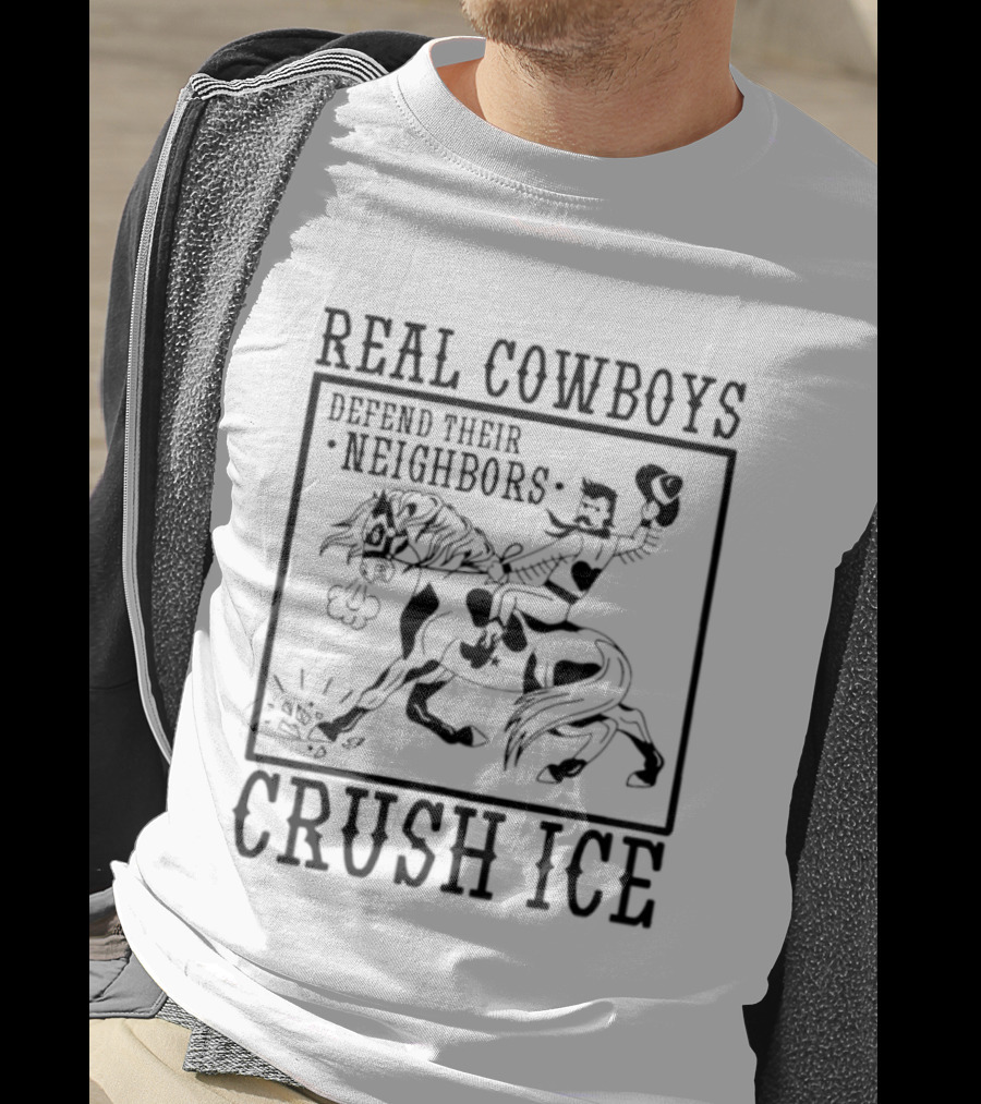 Real Cowboys Defend Their Neighbors Crush Ice Vintage Rodeo T-Shirt
