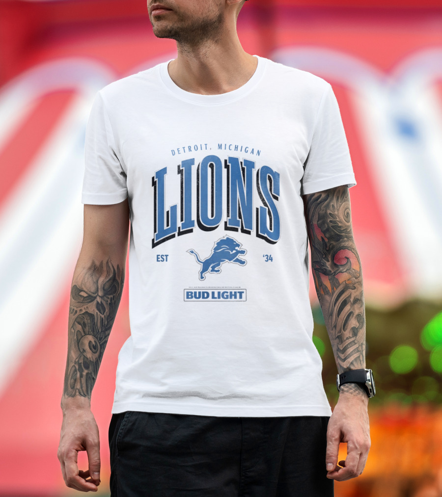 Detroit Michigan Lions Est '34 Bud Light T-Shirt