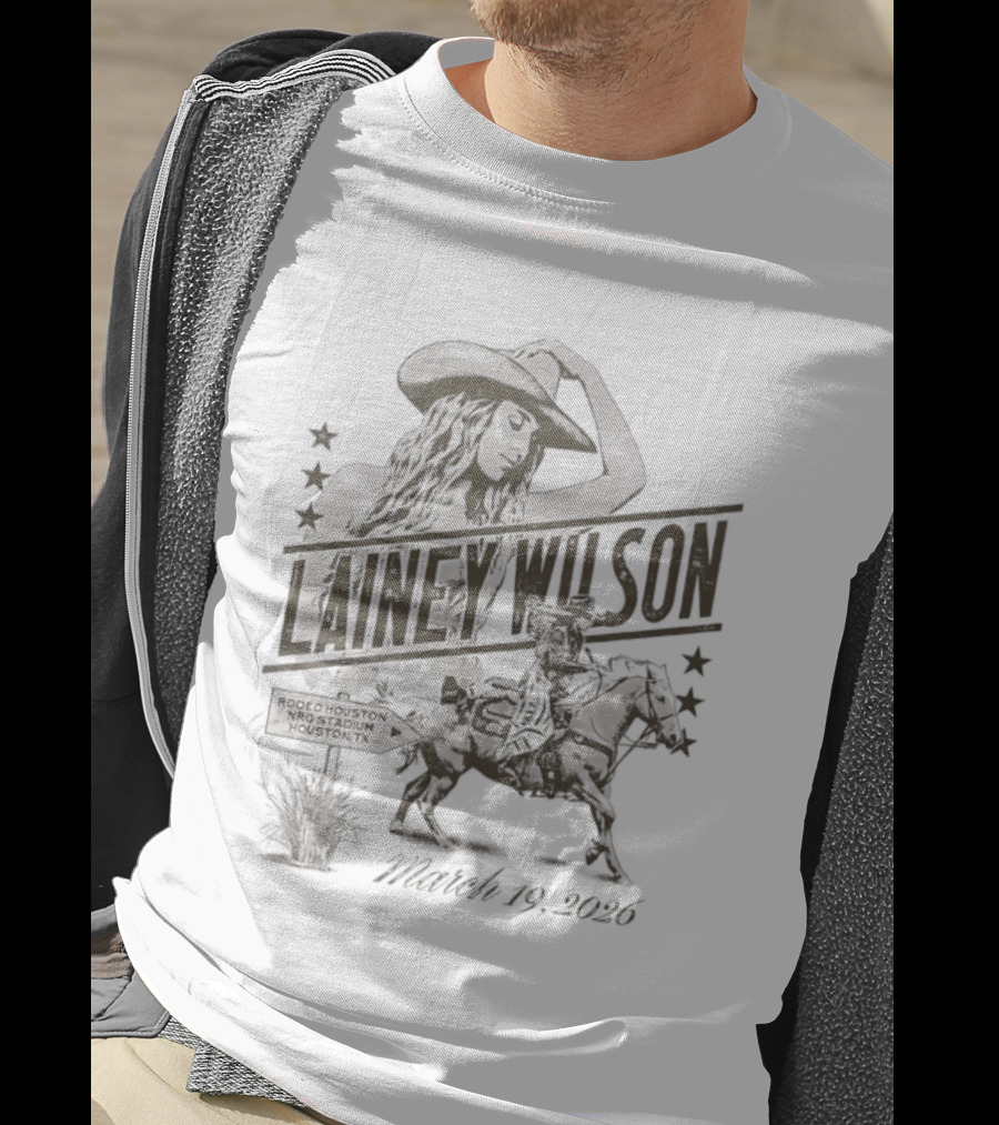 Lainey Wilson Rodeo Houston NRG Stadium March 19 2026 Cowboy Silhouette Stars T-Shirt