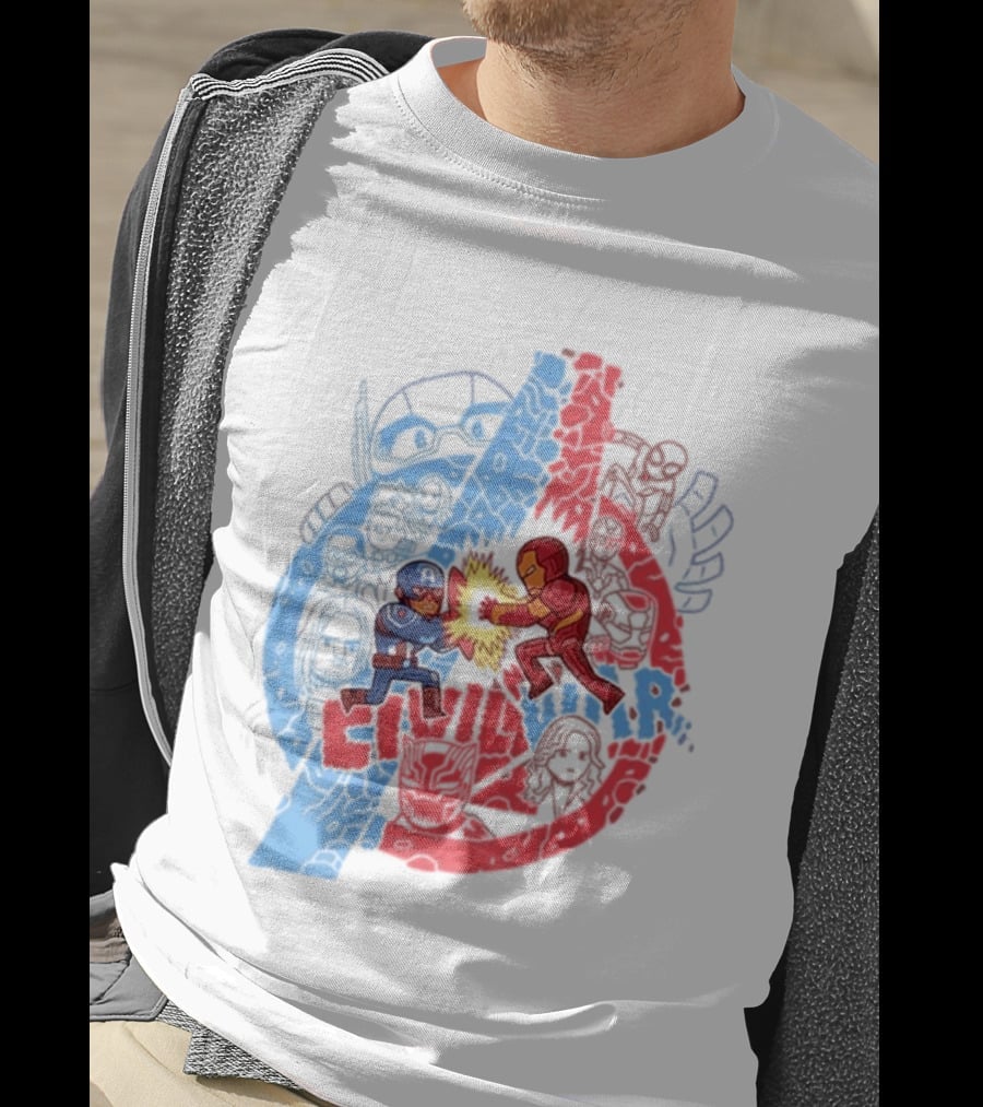 Marvel Civil War Captain America Versus Iron Man Chibi Showdown T-Shirt