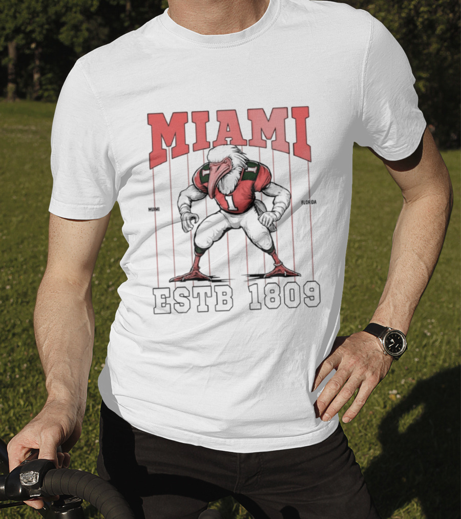 Miami Hurricanes Ibis Football ESTB 1809 T-Shirt