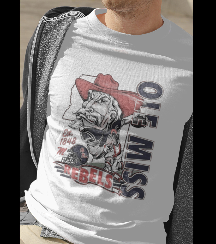 Ole Miss Rebels Est 1848 Vintage Colonel Reb NCAA Football T-Shirt
