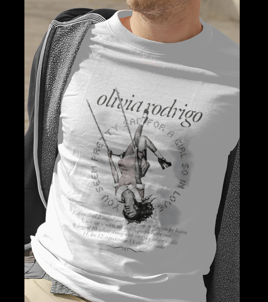 Olivia Rodrigo Pretty Bad For A Girl So In Love Tracklist Heart Blue Roses Skulls T-Shirt