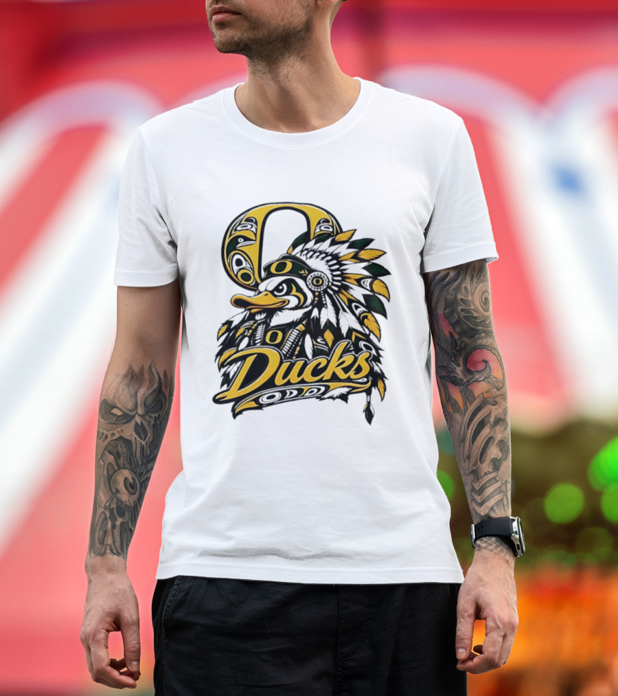 Oregon Ducks Native American Headdress Tribal T-Shirt