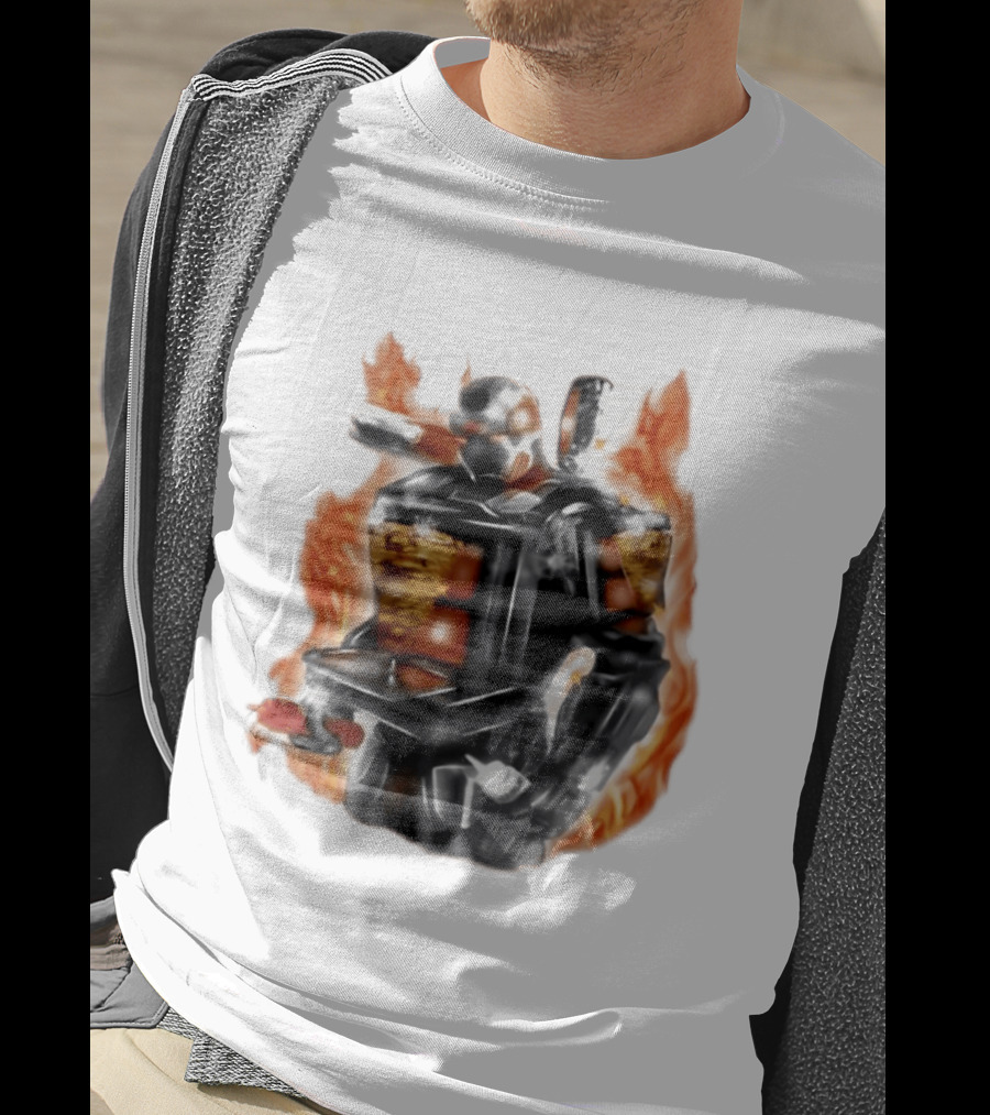 Shawarma Man 90s Flame Airbrush Robot T-Shirt