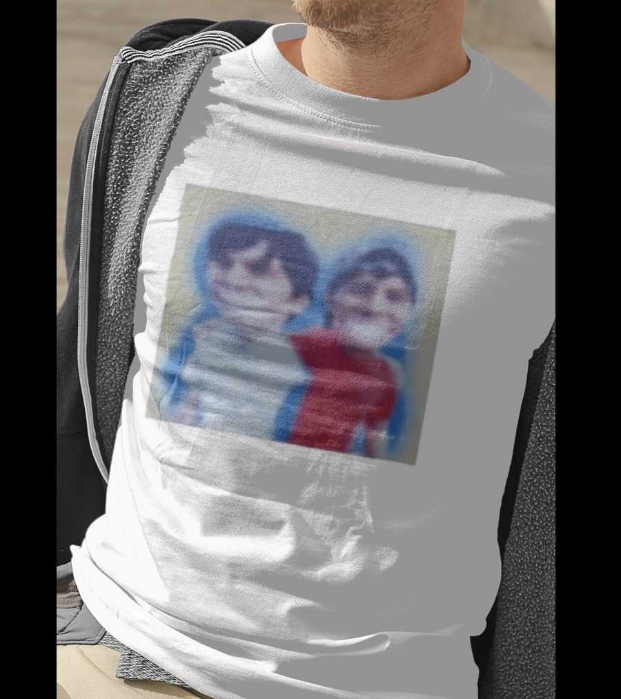 Slushy Noobs Hugging Cartoon Characters In Red And White Outfits T-Shirt