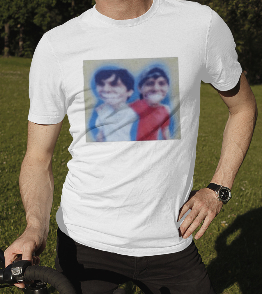 Slushy Noobs Hugging Cartoon Characters In Red And White Outfits T-Shirt