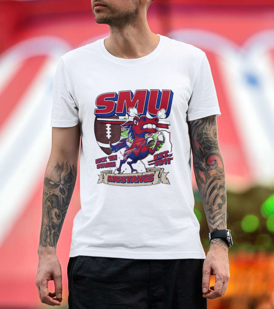 SMU Mustangs Kick 'Em Stangs Football 1911 T-Shirt