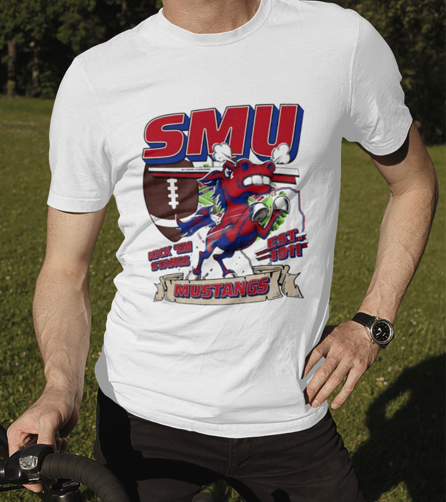 SMU Mustangs Kick 'Em Stangs Football 1911 T-Shirt