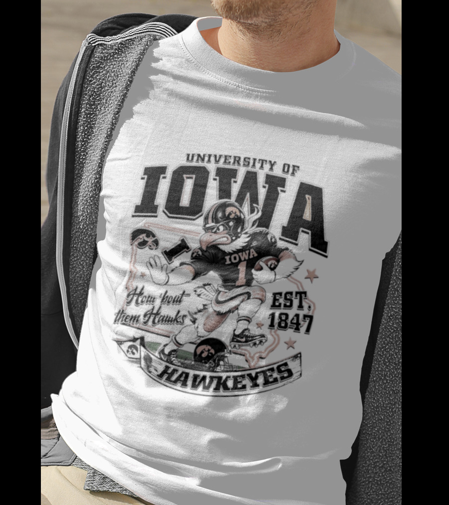 University Of Iowa How 'Bout Them Hawks Football Mascot Est 1847 T-Shirt