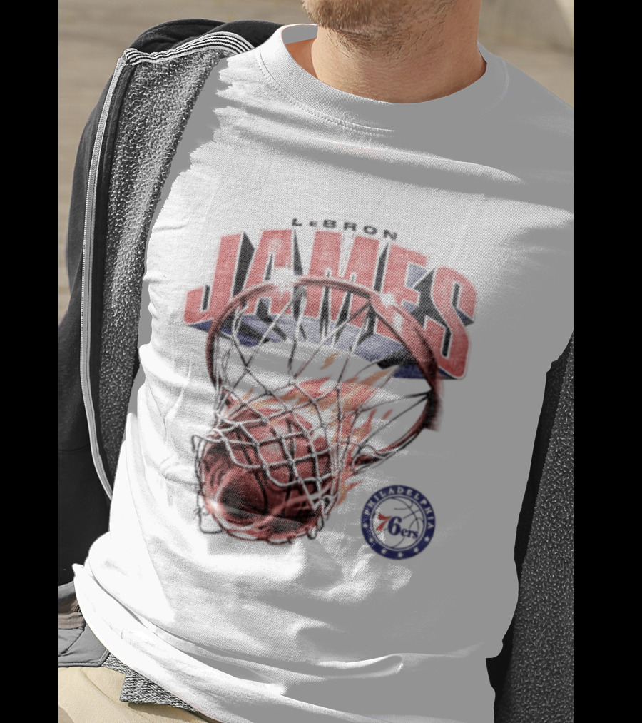 LeBron James 23 Basketball Fire Hoop Philadelphia 76ers T-Shirt