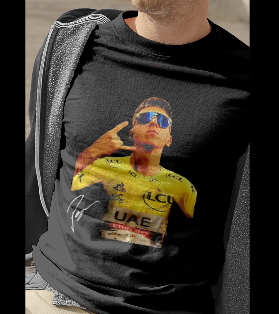 Tadej Pogacar UAE Emirates Cycling Team Slovenia LCL Yellow Jersey T-Shirt