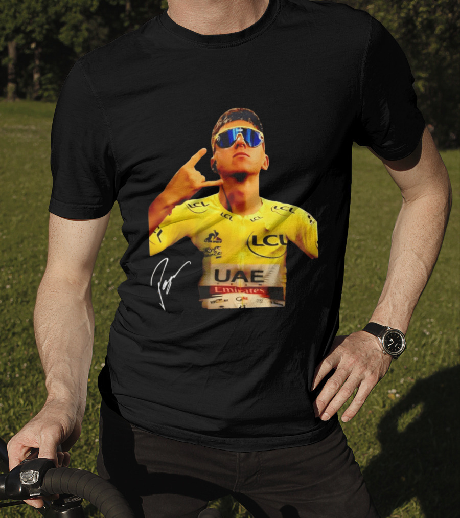 Tadej Pogacar UAE Emirates Cycling Team Slovenia LCL Yellow Jersey T-Shirt