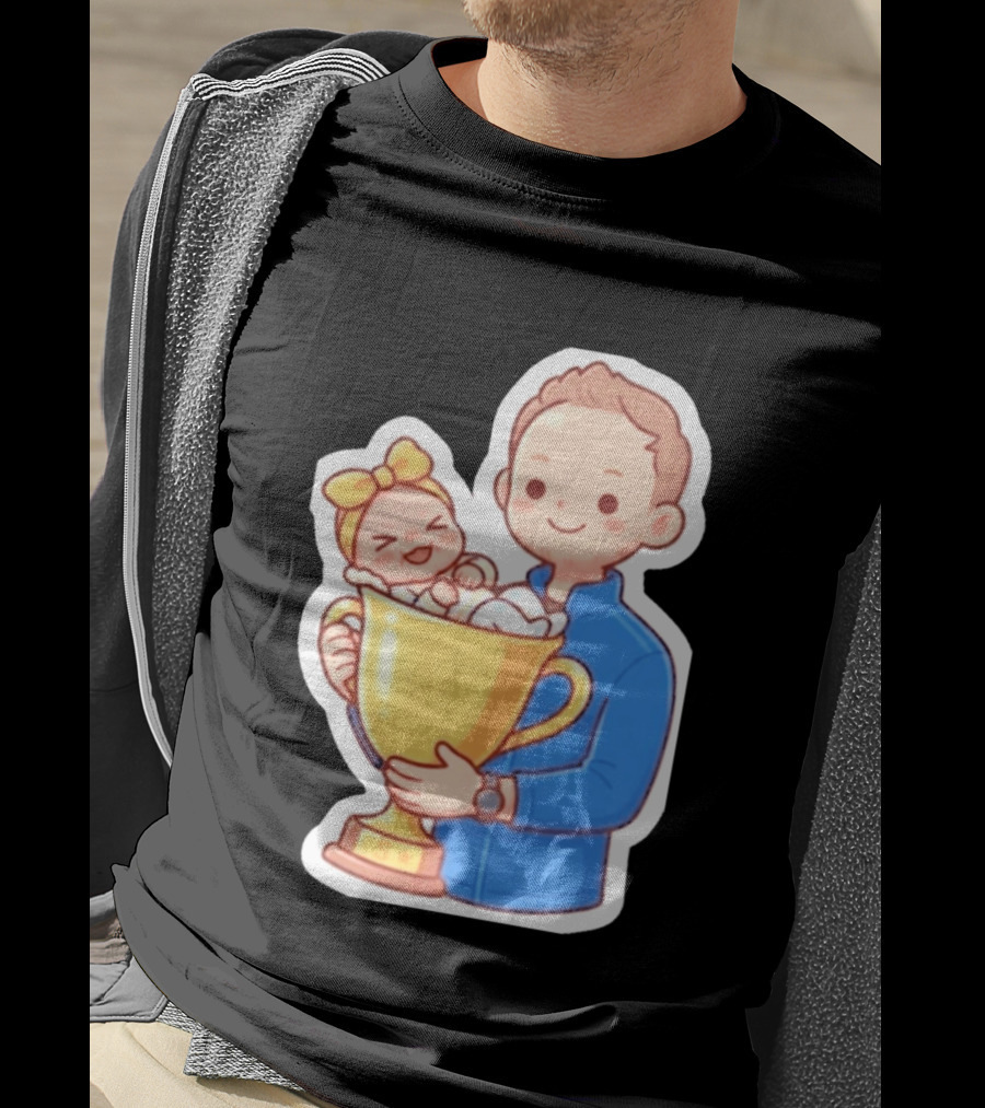 My Greatest Trophy Dad Holding Baby In Golden Cup T-Shirt