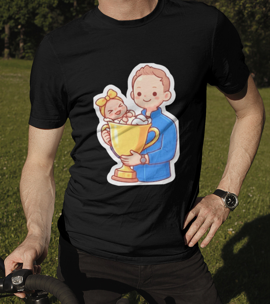My Greatest Trophy Dad Holding Baby In Golden Cup T-Shirt