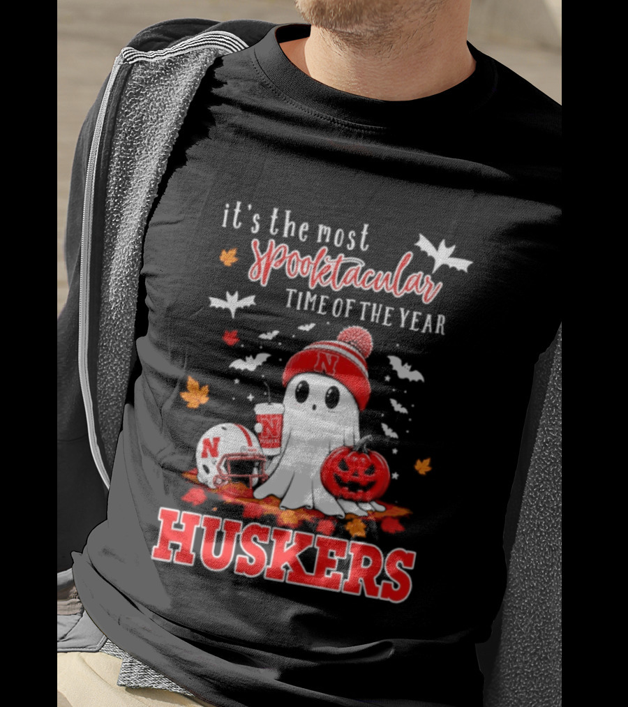 Nebraska Cornhuskers Spooktacular Halloween Ghost Huskers Football Time 2026 T-Shirt