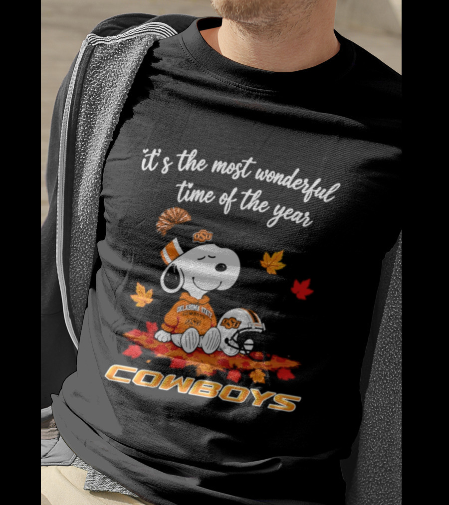 Snoopy Oklahoma State Cowboys It's The Most Wonderful Time Of The Year Halloween 2026 T-Shirt