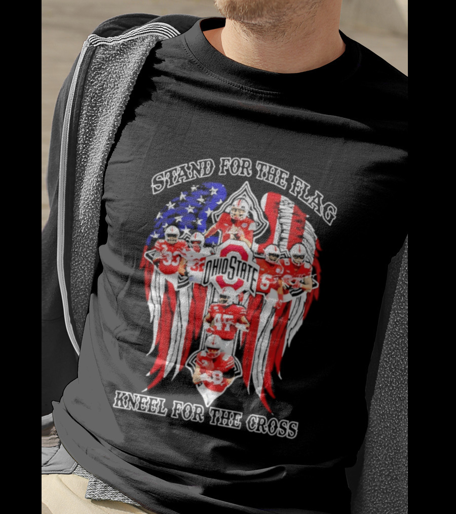 Stand For The Flag Kneel For The Cross Ohio State Buckeyes NCAA Football T-Shirt