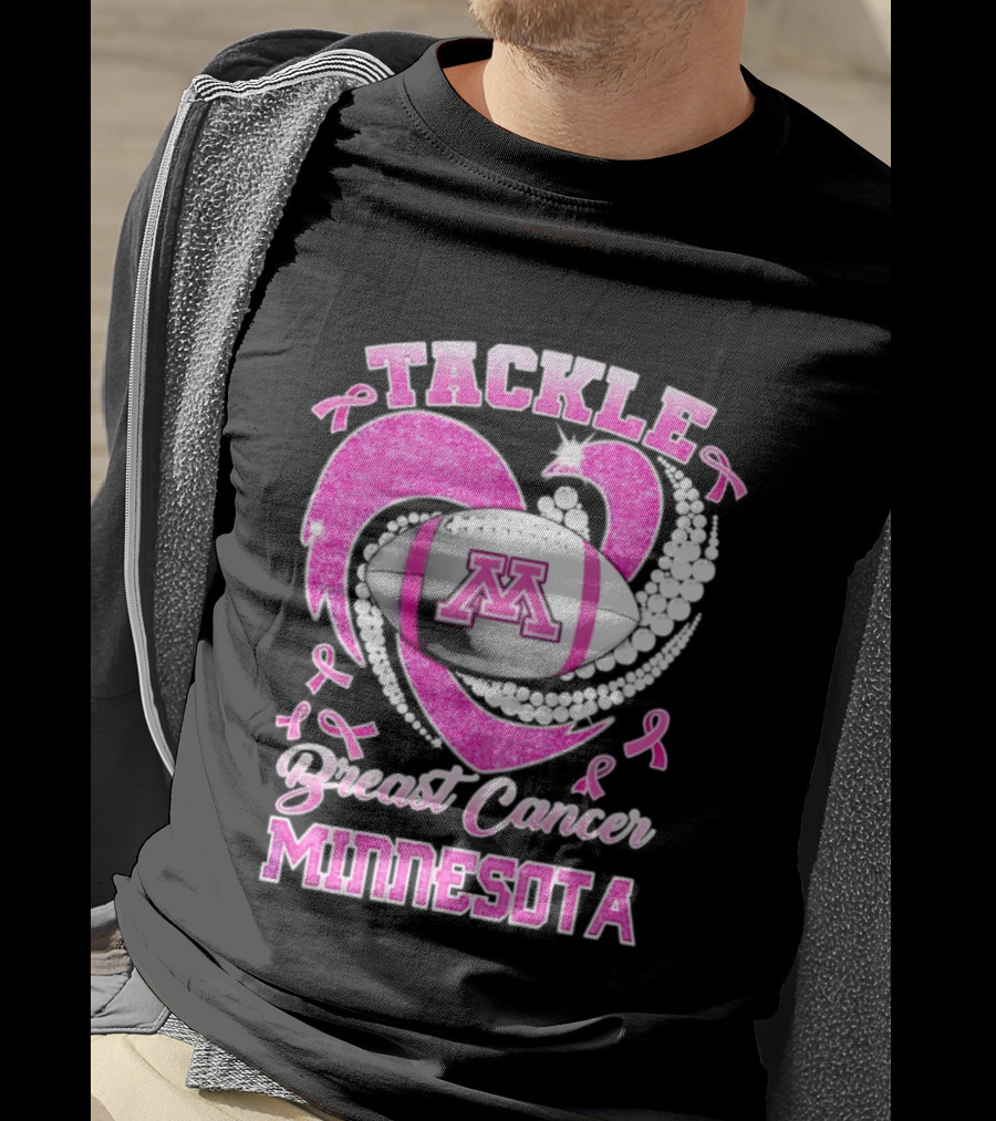 Pink Ribbon Tackle Breast Cancer Minnesota Football T-Shirt