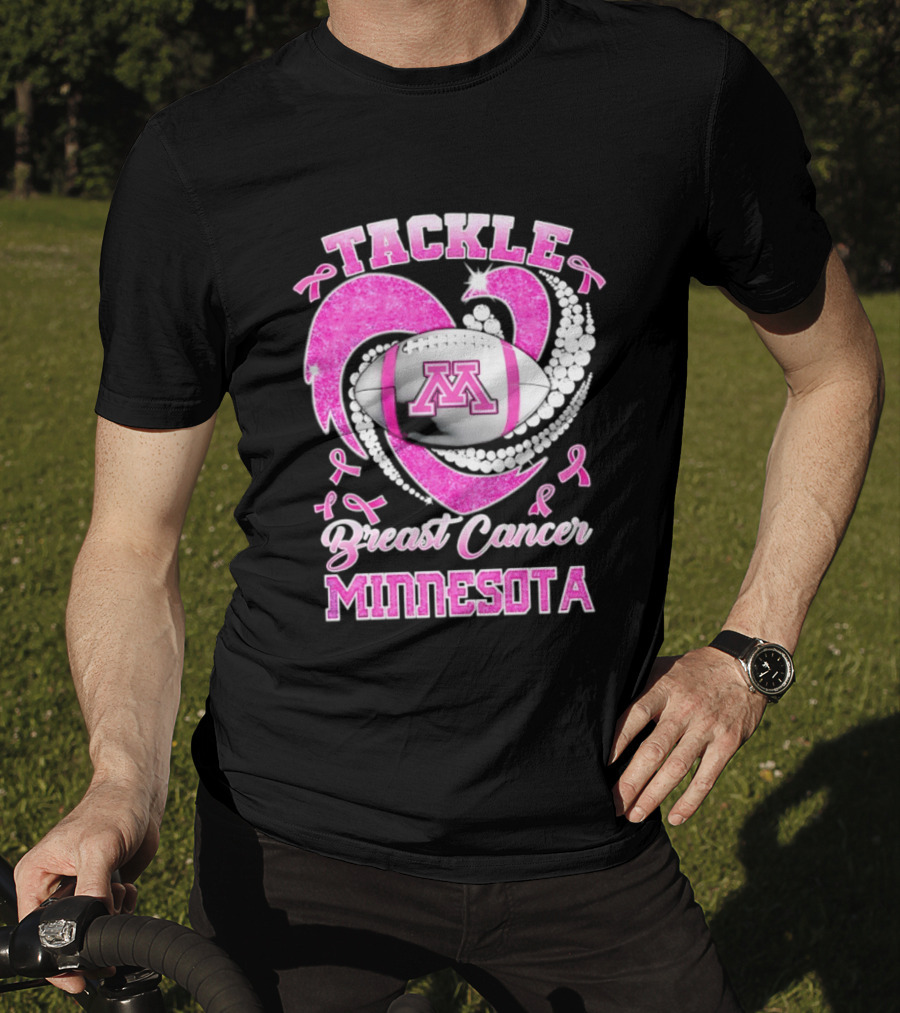 Pink Ribbon Tackle Breast Cancer Minnesota Football T-Shirt