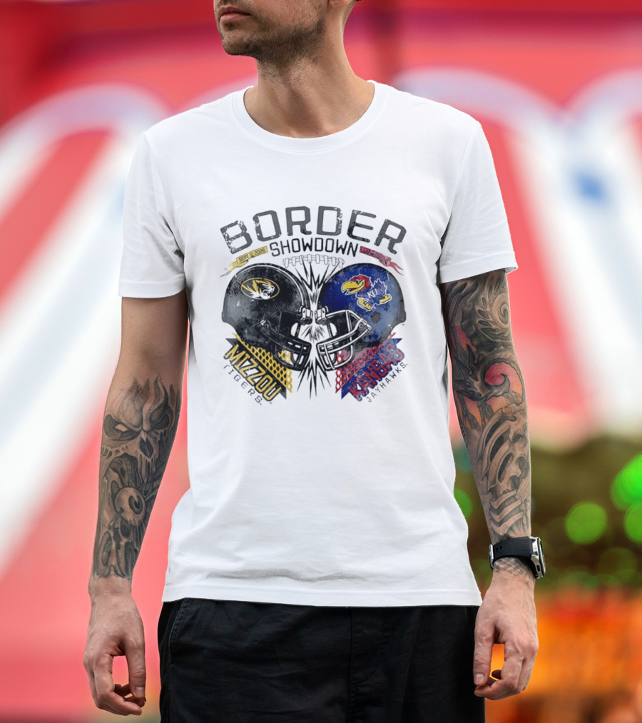 Kansas Jayhawks Missouri Tigers NCAA Border Showdown 2026 Helmet Matchup September 12 T-Shirt