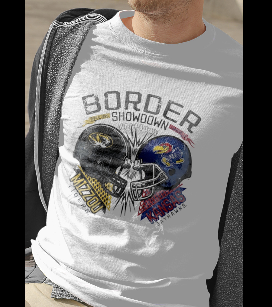 Kansas Jayhawks Missouri Tigers NCAA Border Showdown 2026 Helmet Matchup September 12 T-Shirt