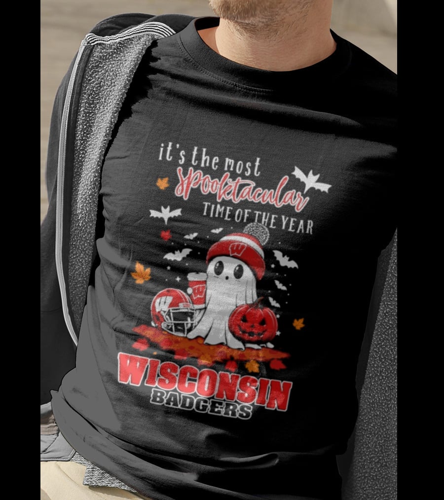 Wisconsin Badgers NCAA Halloween Ghost 2026 It's The Most Spooktacular Time Of The Year T-Shirt