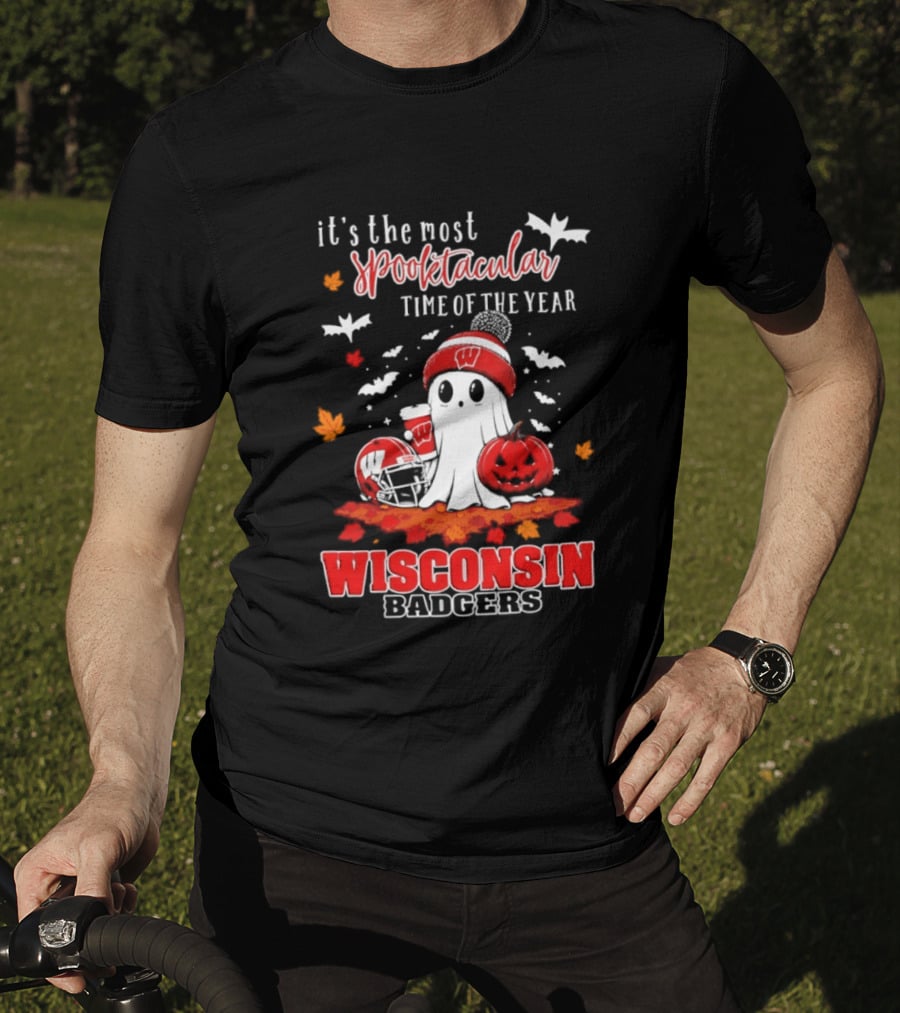 Wisconsin Badgers NCAA Halloween Ghost 2026 It's The Most Spooktacular Time Of The Year T-Shirt