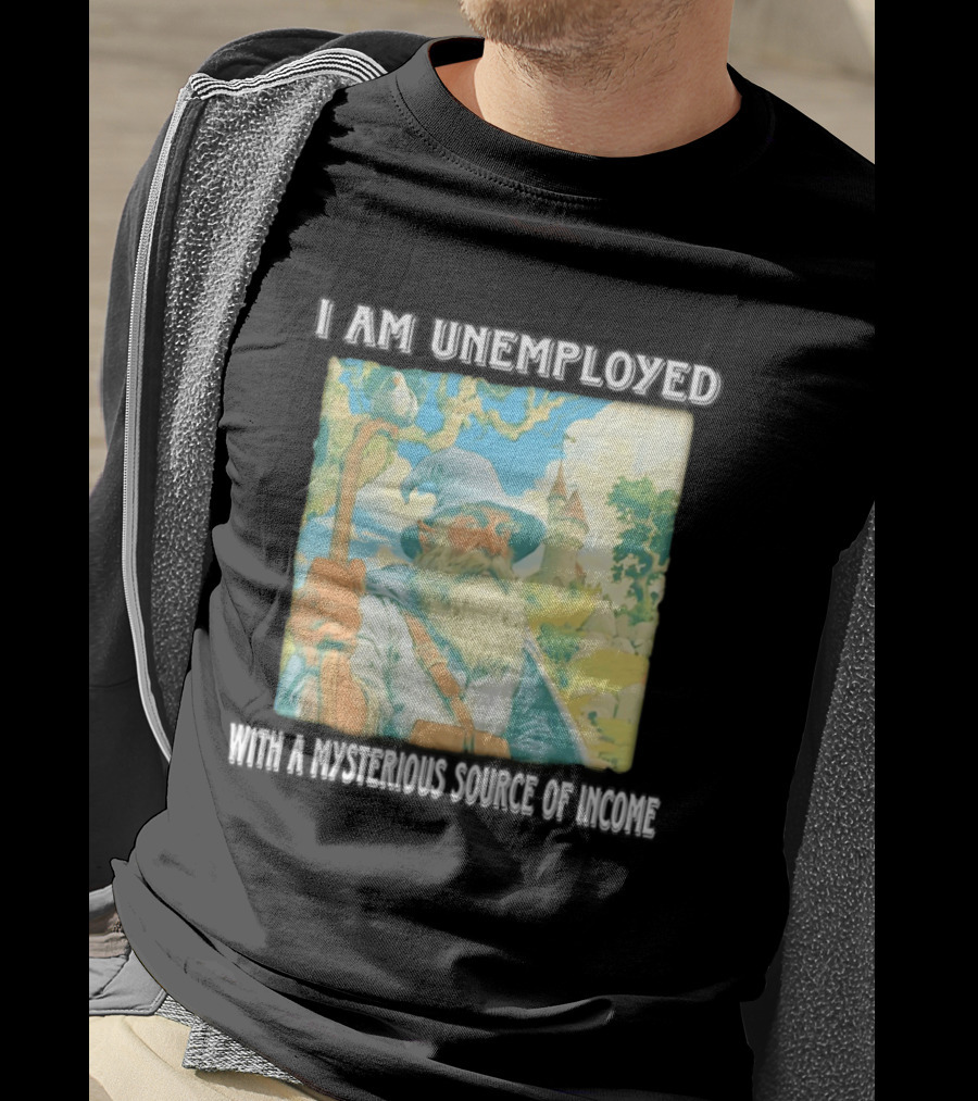 I Am Unemployed Mysterious Source Of Income Medieval Wizard And Castle T-Shirt