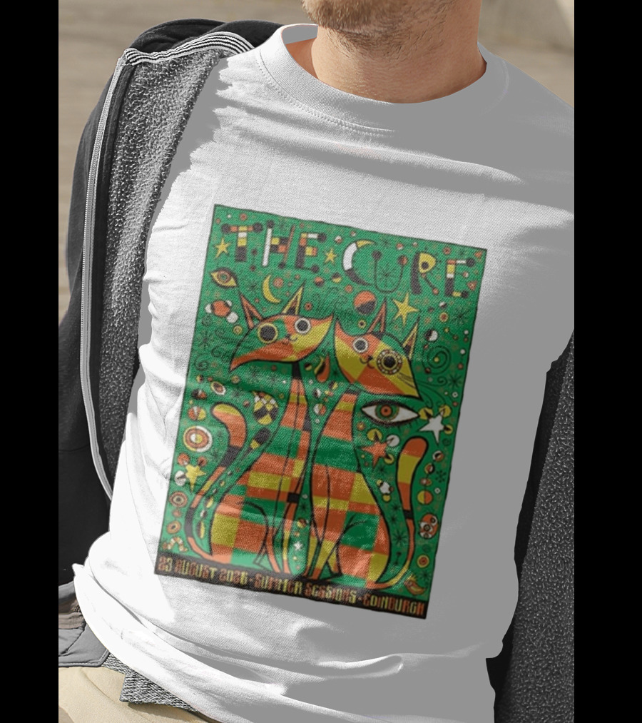 The Cure Summer Sessions Edinburgh August 2026 Two Cats Psychedelic T-Shirt