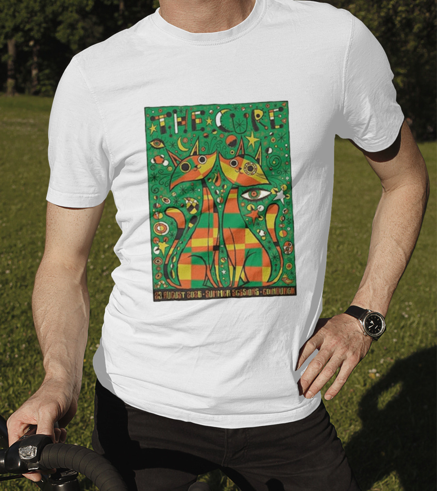 The Cure Summer Sessions Edinburgh August 2026 Two Cats Psychedelic T-Shirt