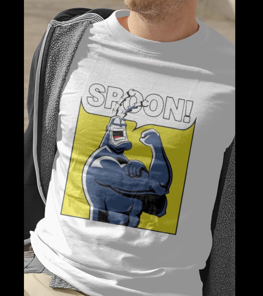 Spoon Mighty Hero Cartoon Catchphrase T-Shirt